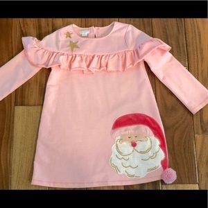 Girls toddler pink Mud Pie Santa Christmas Dress